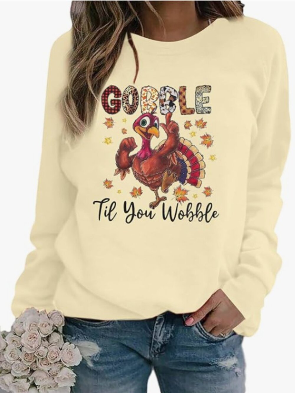 MYHALF Gobble Til You Wobble Thanksgiving Sweatshirt MEDIUM New Vacuum Sealed